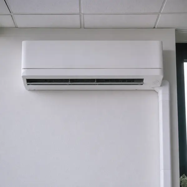 A wall-mounted air-to-air heat pump indoor unit near the ceiling of a room, typical of the work SEAI registered installers in Galway carry out